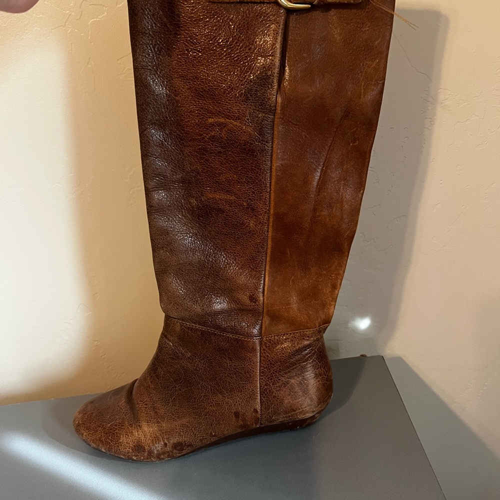 Brown Leather Knee-High Boots